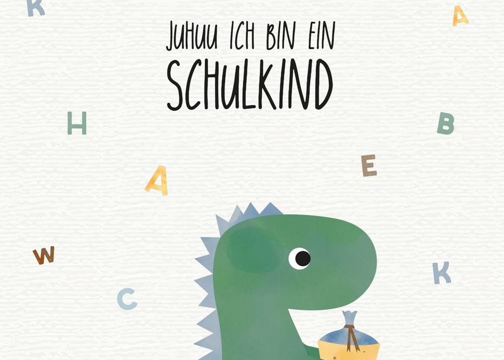 Karte - Dino &quot;Juhuu ich bin ein Schulkind&quot;