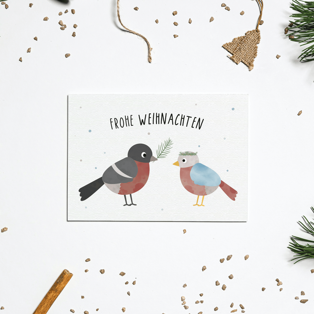 Karte - Wintervogel &quot;Frohe Weihnachten&quot;