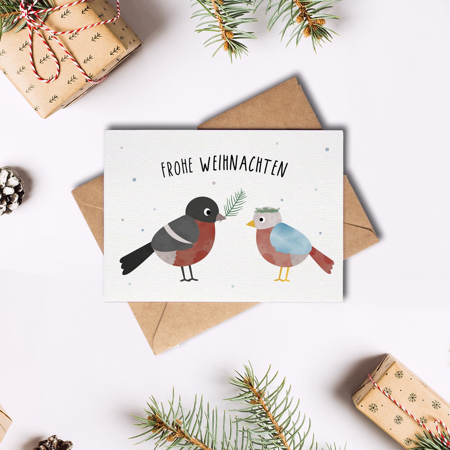 Karte - Wintervogel &quot;Frohe Weihnachten&quot;