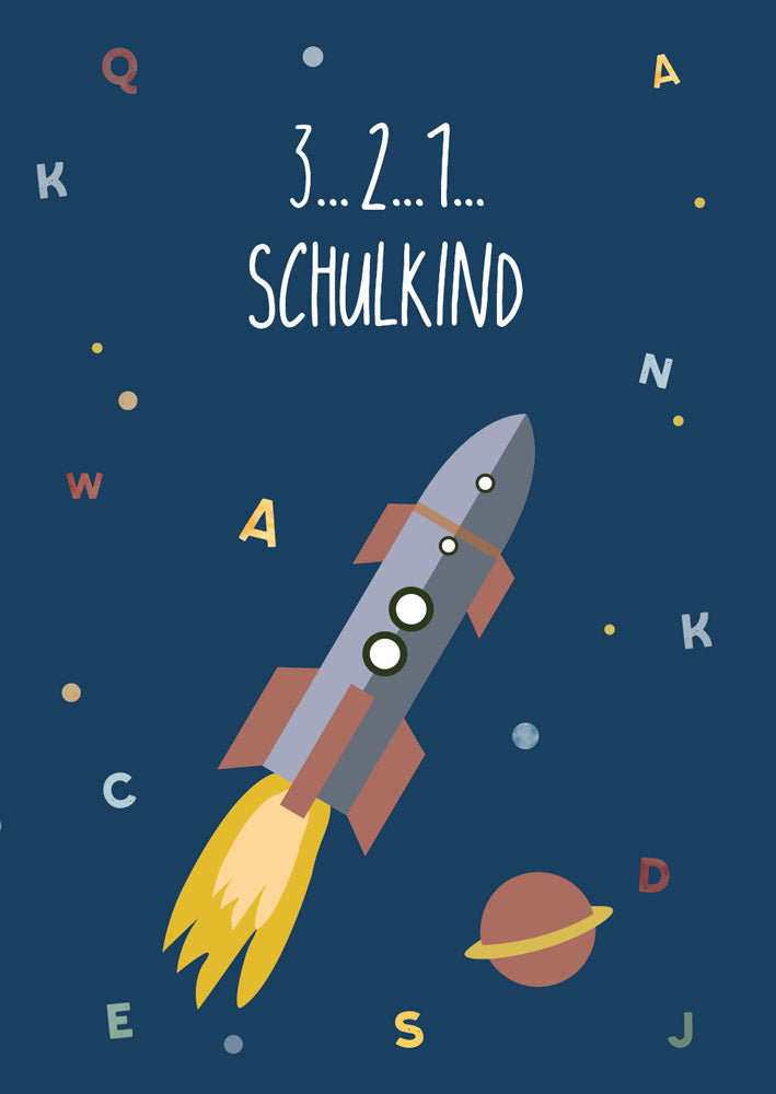 Karte - Weltraum &quot;3..2..1 Schulkind&quot;