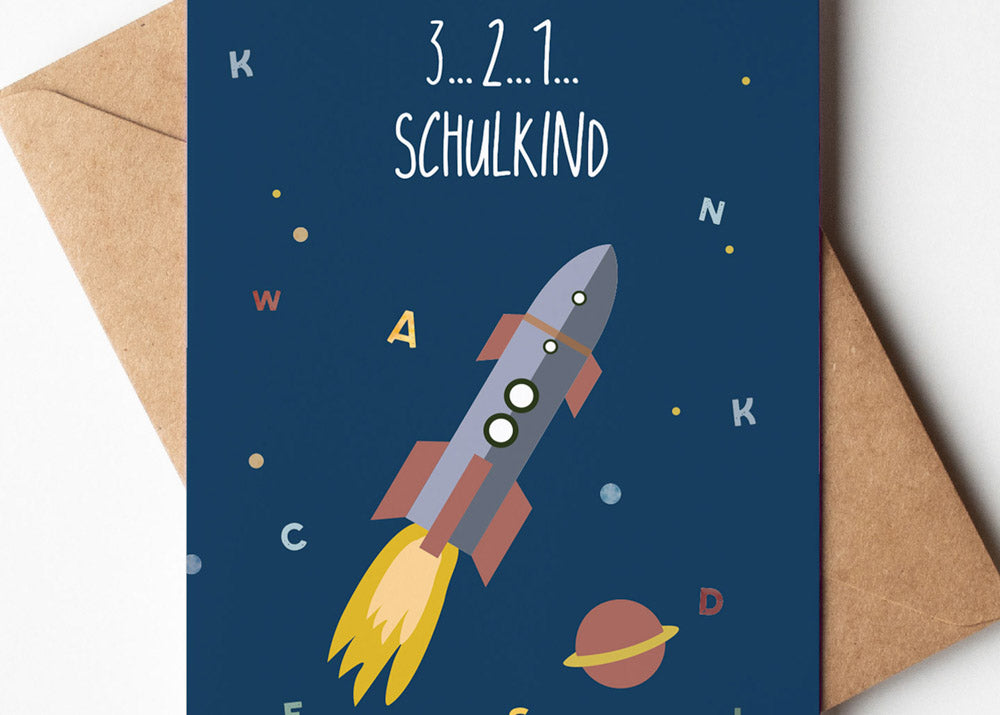 Karte - Weltraum &quot;3..2..1 Schulkind&quot;