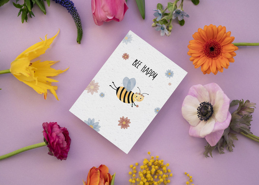 Samenpapier Karte - Biene &quot;Bee Happy&quot;