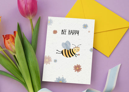 Samenpapier Karte - Biene &quot;Bee Happy&quot;