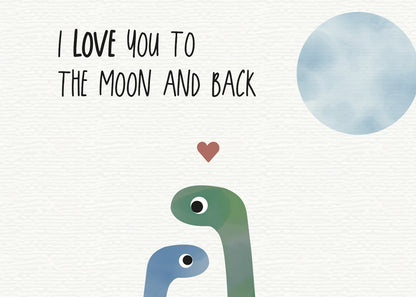 Karte - Dino &quot;I love you to the moon&quot;