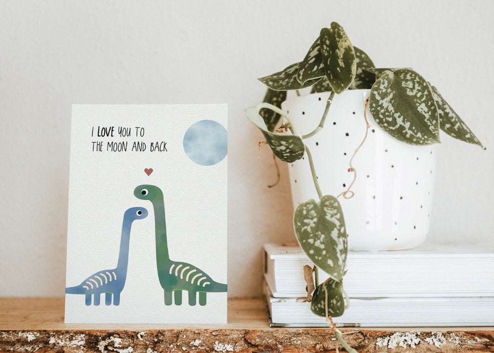 Karte - Dino &quot;I love you to the moon&quot;