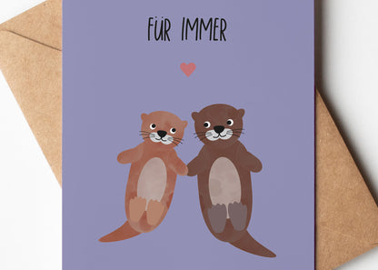 Karte - Otter Liebe &quot;Für immer&quot;