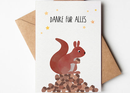 Karte - Eichhörnchen &quot;Danke für Alles&quot;