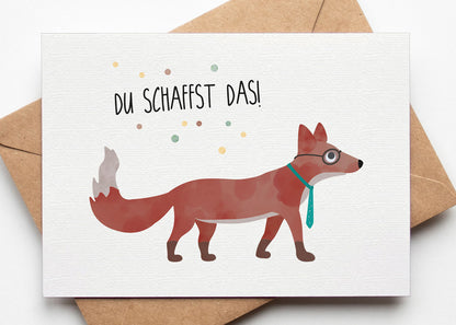 Karte - schlauer Fuchs &quot;du schaffst das&quot;