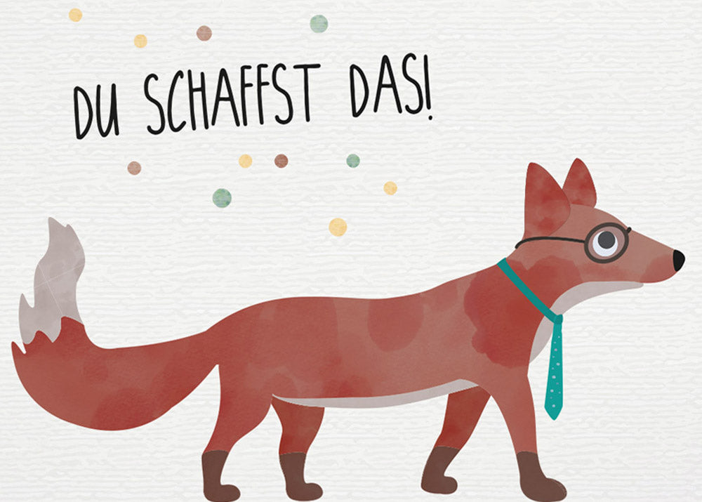 Karte - schlauer Fuchs &quot;du schaffst das&quot;