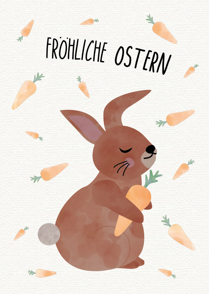 Karte - Hase Möhren &quot;Fröhliche Ostern&quot;